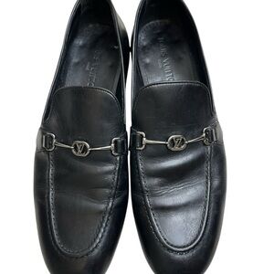 Louis Vuitton Black Leather Slip-On Loafers